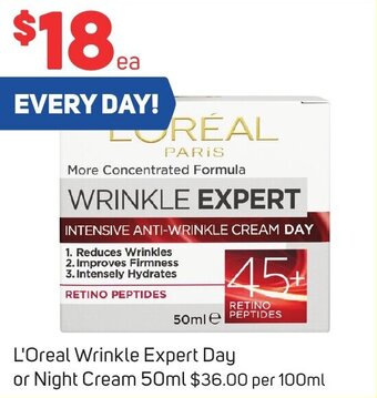 Foodland L'Oreal Wrinkle Expert Day or Night Cream 50ml offer