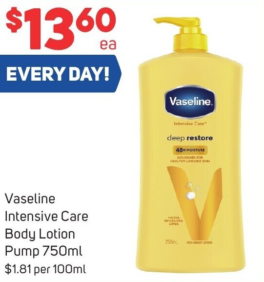 Vaseline Intensive Care Body Lotion Pump 750ml offer at Foodland