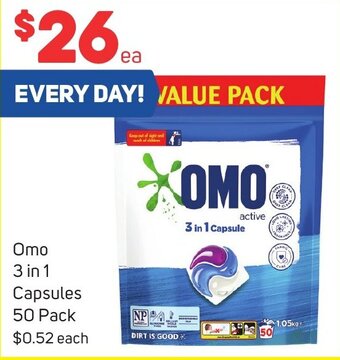 Foodland Omo 3 in 1 Capsules 50 Pack offer