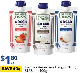 Ritchies Farmers Union Greek Yogurt 130g offer