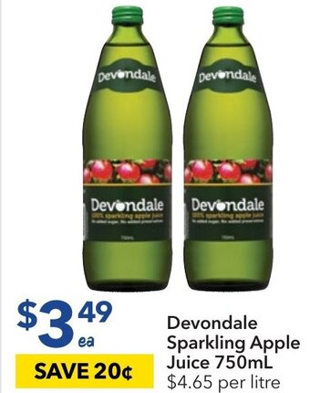 Ritchies Devondale Sparkling Apple Juice 750mL offer