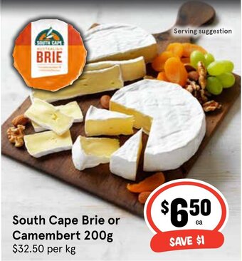IGA South Cape Brie or Camembert 200g offer