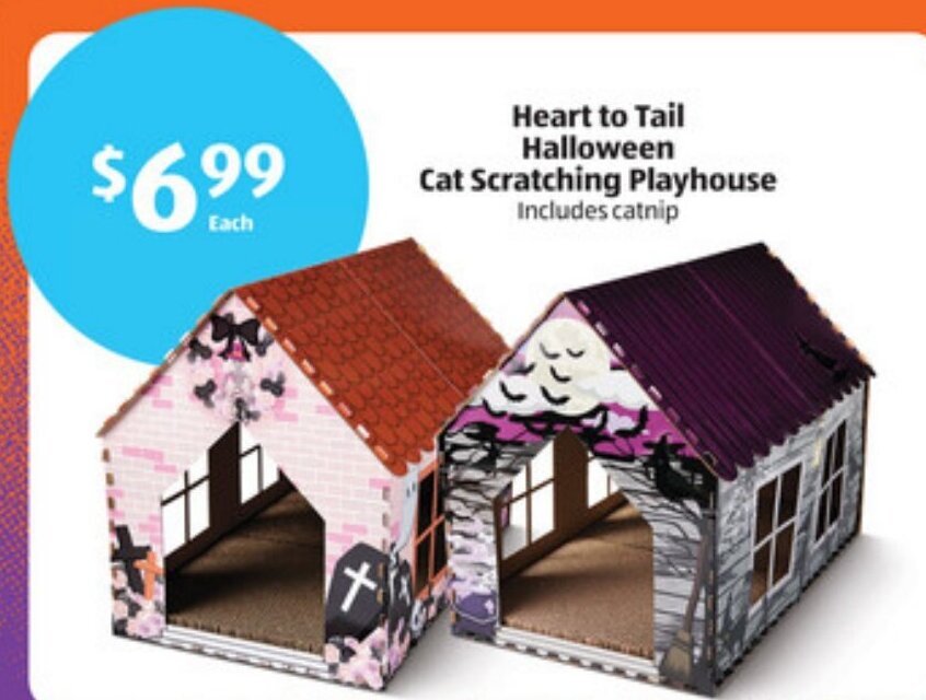Heart to Tail Halloween Cat Scratching Playhouse offer at ALDI