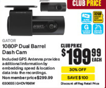 SuperCheap Auto GATOR 1080P Dual Barrel Dash Cam offer