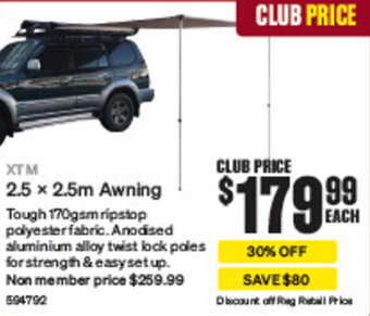 SuperCheap Auto XTM 2.5 x 2.5m Awning offer