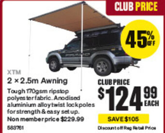 SuperCheap Auto XTM 2 x 2.5m Awning offer