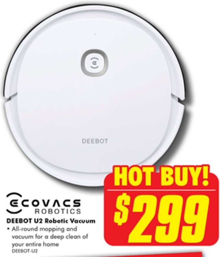 DEEBOT U2 Robotic Vacuum offer at The Good Guys