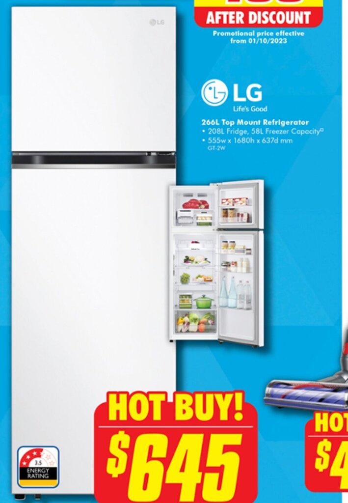 266L Top Mount Refrigerator offer at The Good Guys