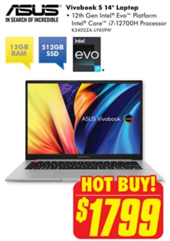 The Good Guys ASUS Vivobook S 14" Laptop offer