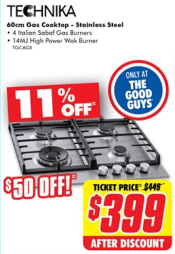 The Good Guys 60cm Gas Cooktop - Stainless Steel offer
