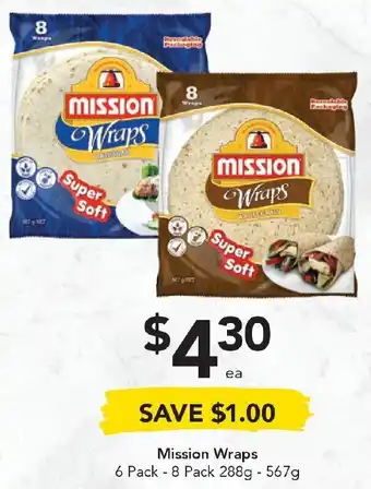 Drakes Mission Wraps 6 Packs-8 Pack 288g-567g offer