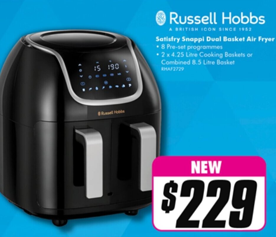 Satisfry Snappi Dual Basket Air Fryer offer at The Good Guys