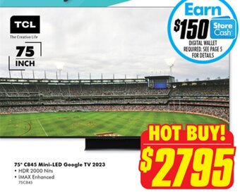 The Good Guys 75" C845 Mini-LED Google TV 2023 offer