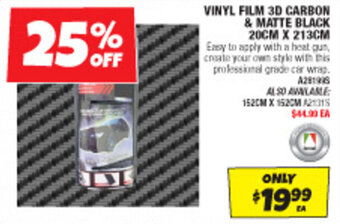Autobarn VINYL FILM 3D CARBON & MATTE BLACK 20CM X 213CM offer