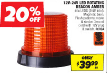 Autobarn 12V-24V LED ROTATING BEACON AMBER offer