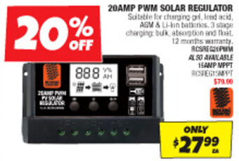 Autobarn 20AMP PWM SOLAR REGULATOR offer
