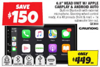 6.8" HEAD UNIT W/APPLE CARPLAY & ANDROID AUTO