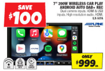 Autobarn 7" 200W WIRELESS CAR PLAY ANDROID AUTO DAB+ REC offer