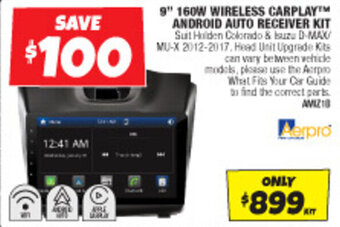 Autobarn 9" 160W WIRELESS CARPLAY ANDROID AUTO RECEIVER KIT offer