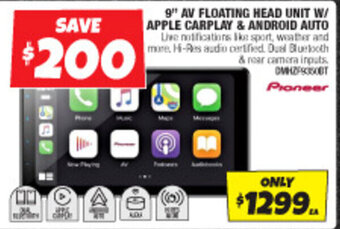 Autobarn 9" AV FLOATING HEAD UNIT W/ APPLE CARPLAY & ANDROID AUTO offer