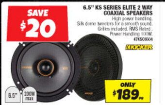 Autobarn 6.5" KS SERIES ELITE 2 WAY COAXIAL SPEAKERS offer