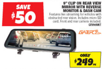 Autobarn 9" CLIP ON REAR VIEW MIRROR WITH REVERSE MONITOR & DASH CAM offer