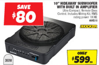 Autobarn 10" HIDEAWAY SUBWOOFER WITH BUILT IN AMPLIFIER offer