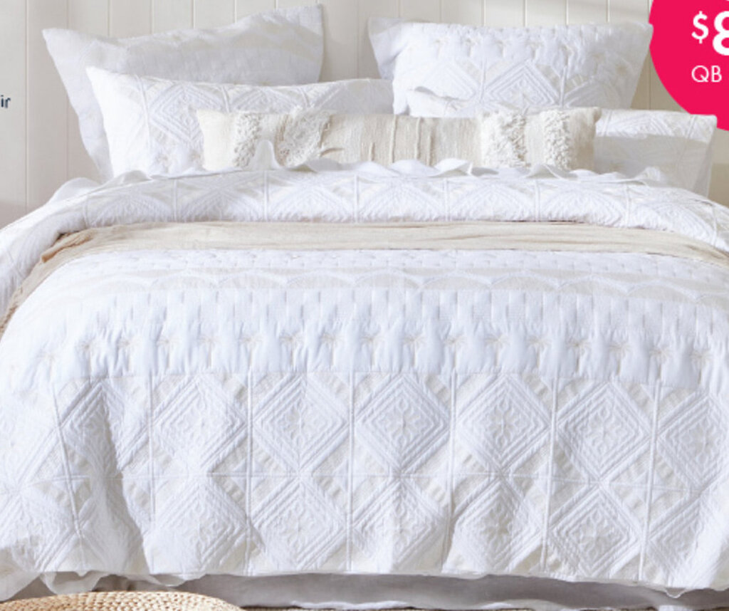 Temara Palm quilted quilt cover set by M.U.S.E. Cotton. offer at Pillow Talk