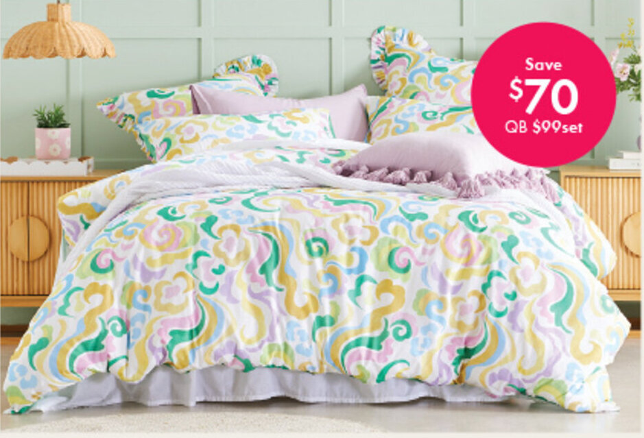 Zephyr quilt cover set by Habitat Cotton. QB offer at Pillow Talk