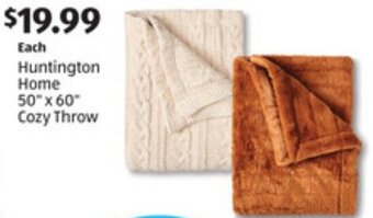 ALDI Huntington Home 50" x 60" Cozy Throw offer