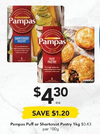 Drakes Pampas Puff or Shortcrust Pastry 1kg offer