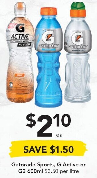 Drakes Gatorade Sports, G Active or G2 600ml offer