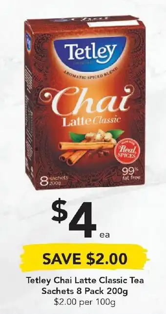 Drakes Tetley Chai Latte Classic Tea Sachet 8 Pack 200g offer