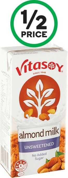 Woolworths Vitasoy Unsweetened Almond Milk 1 Litre offer