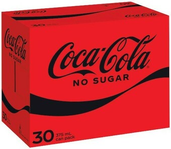 Woolworths Coca-Cola Classic, No Sugar or Diet Soft Drink Can Varieties 30 x 375ml offer