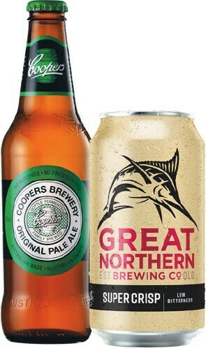 Woolworths Coopers Pale Ale Bottles 24x375ml OR Great Northern Super Crisp Block 30x375ml Cans offer