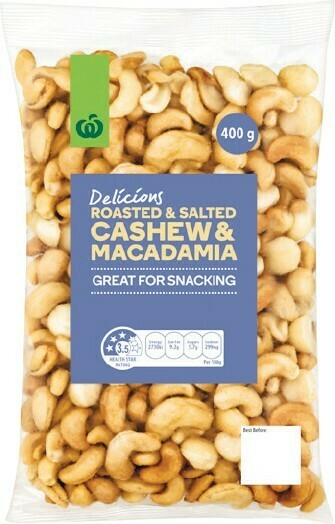 Woolworths Roasted & Salted Cashew & Macadamia 400g Pack offer