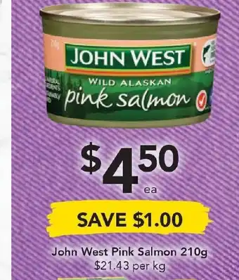 Drakes John West Pink Salmon 210g offer