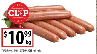 Supabarn TRADITIONAL THIN BEEF SAUSAGES bulk packs offer
