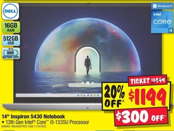 JB Hi-Fi 14" Inspiron 5430 Notebook offer