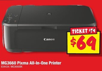 JB Hi-Fi MG3660 Pixma All-in-One Printer offer