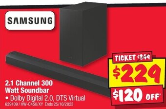 JB Hi-Fi 2.1 Channel 300 Watt Soundbar offer