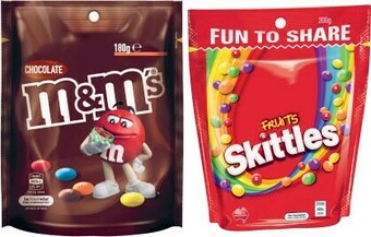 Coles Mars M&M’s, Maltesers or Pods 120g-180g or Skittles 190g-200g or Starburst Chews 215g offer