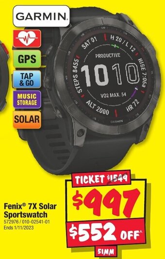 JB Hi-Fi Fenix 7X Solar Sportswatch offer