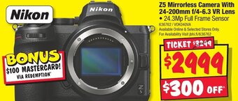 JB Hi-Fi Z5 Mirrorless Camera With 24-200mm f/4-6.3 VR Lens offer
