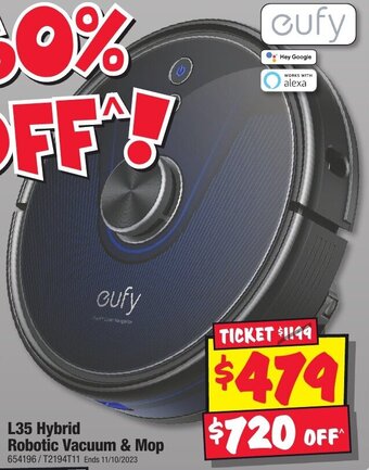 JB Hi-Fi L35 Hybrid Robotic Vacuum & Mop offer