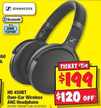 JB Hi-Fi HD 450BT Over-Ear Wireless ANC Headphone offer