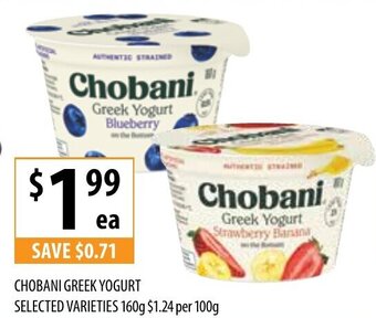 Supabarn CHOBANI GREEK YOGURT SELECTED VARIETIES 160g offer