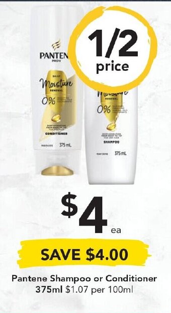 Drakes Pantene Shampoo or Conditioner 375ml offer