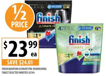 Supabarn FINISH QUANTUM ULTIMATE PRO DISHWASHING TABLET SELECTED VARIETIES 32/34's offer